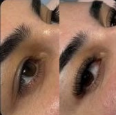 Extensão de cílios, antes e depois